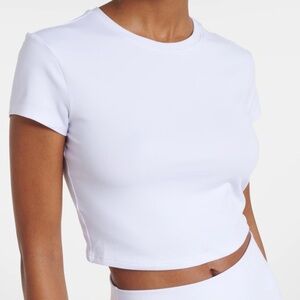 ALO Yoga White Short Sleeve Crop Top